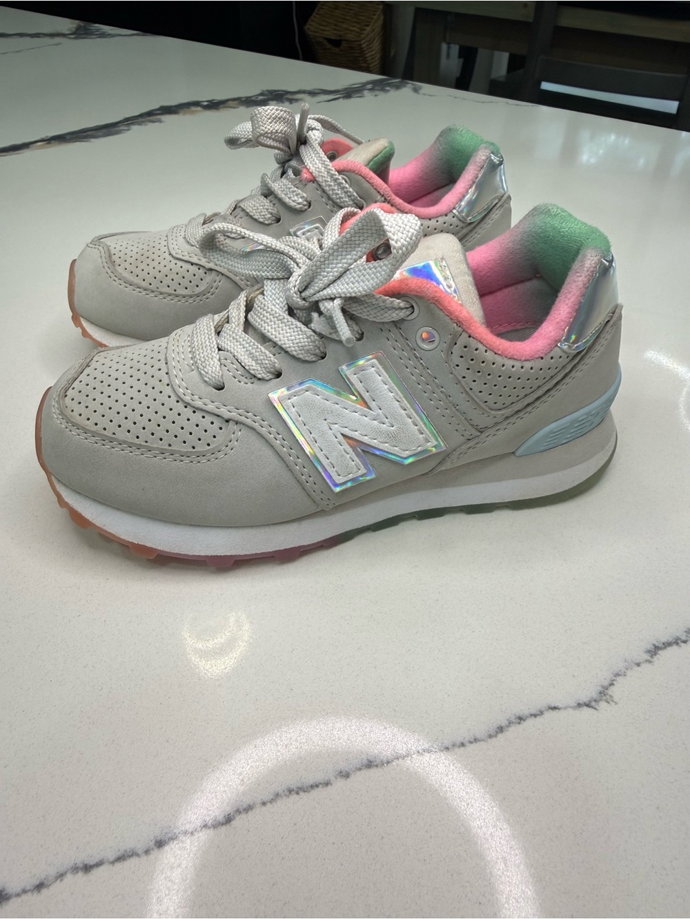 New Balance Kids 574 Bungee Slip On Sneakers Size 11 Gray Multicolor